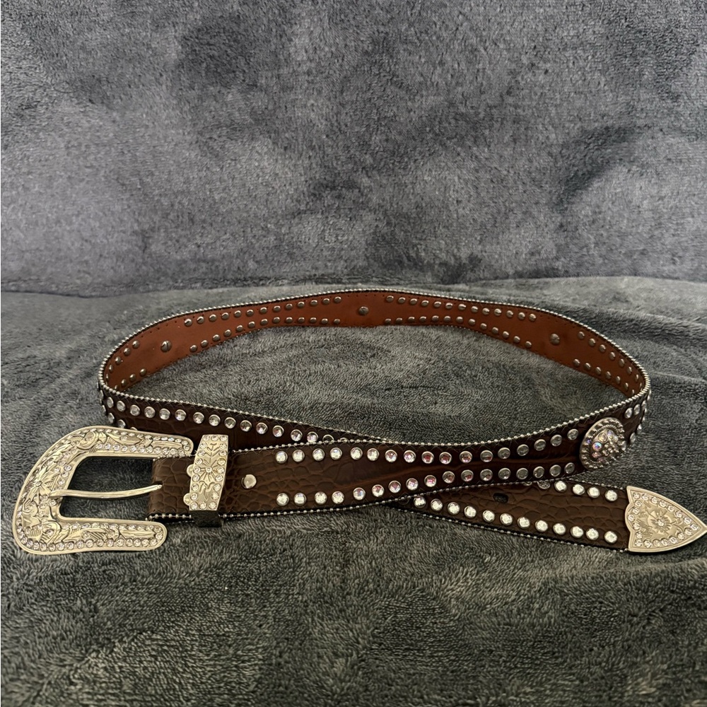 Blazin Roxx Brown and Silver Studded Belt